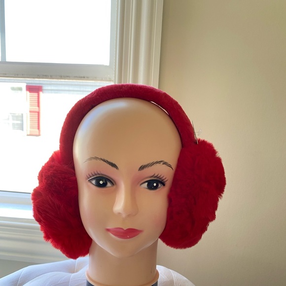 UGG Australia Red Faux Fur Ear Muffs - Picture 2 of 3